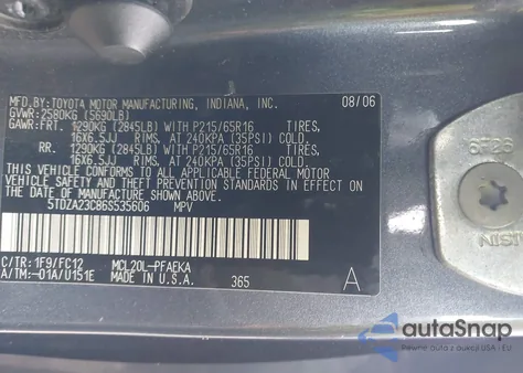 2006 Toyota Sienna Le from USA, damaged, VIN 5TDZA23C86S535606